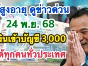 อนุวัตจัดให้ แจ้งผู้สูงอายุ14.5ล้านคนได้สิทธิพิเศษ ไม่ต้องลงทะเบียนรับเงินอุดหนุนพิเศษ